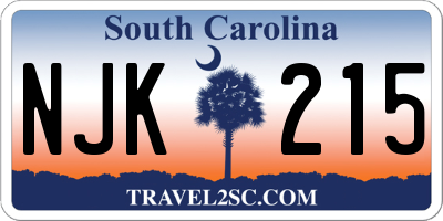 SC license plate NJK215
