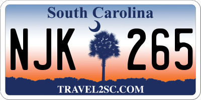 SC license plate NJK265
