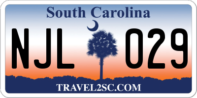 SC license plate NJL029