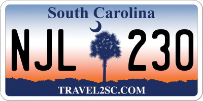 SC license plate NJL230