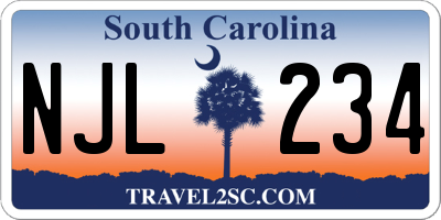 SC license plate NJL234