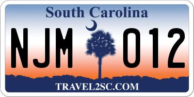 SC license plate NJM012