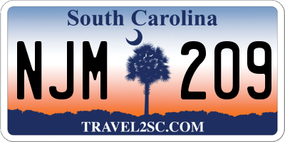 SC license plate NJM209