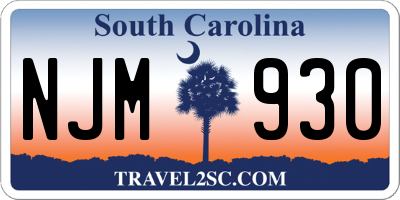 SC license plate NJM930