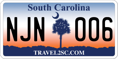 SC license plate NJN006