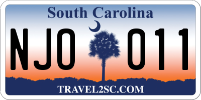 SC license plate NJO011