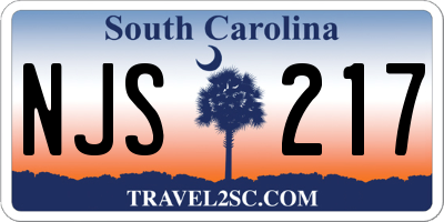 SC license plate NJS217