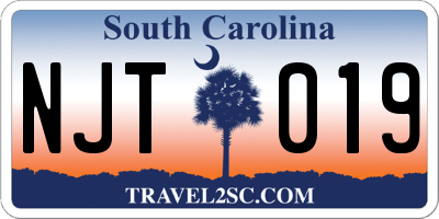 SC license plate NJT019