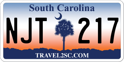 SC license plate NJT217
