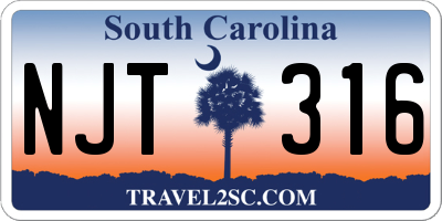 SC license plate NJT316