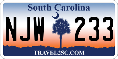 SC license plate NJW233