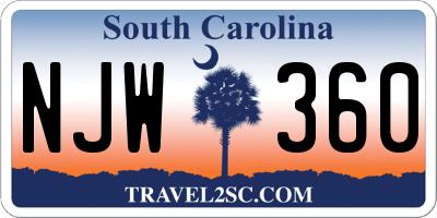 SC license plate NJW360