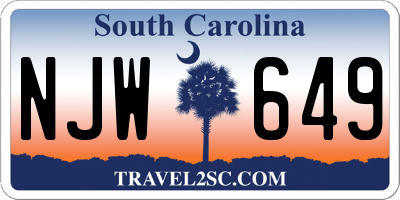 SC license plate NJW649