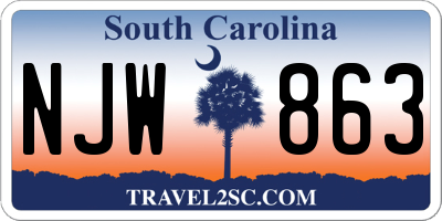SC license plate NJW863
