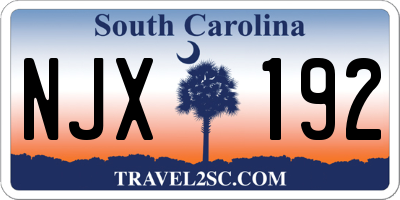 SC license plate NJX192