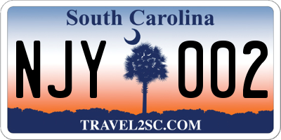 SC license plate NJY002