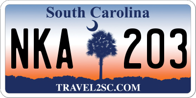 SC license plate NKA203