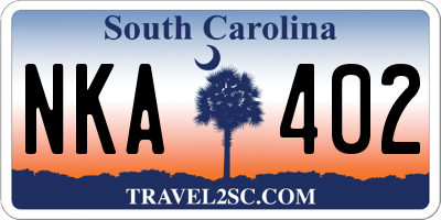 SC license plate NKA402