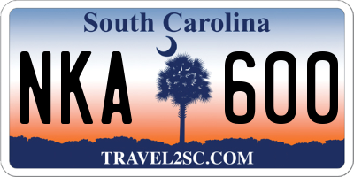 SC license plate NKA600