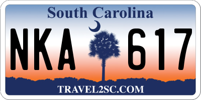 SC license plate NKA617