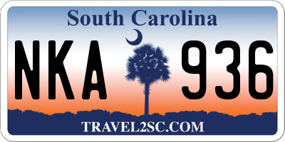 SC license plate NKA936