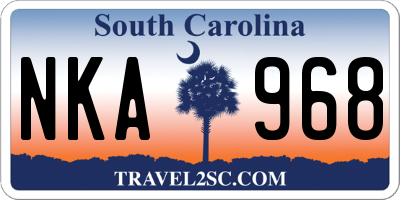 SC license plate NKA968