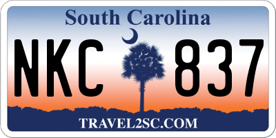 SC license plate NKC837