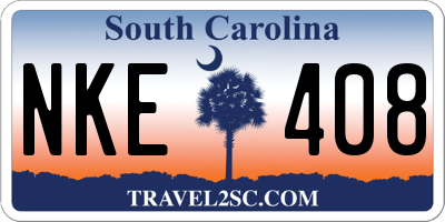 SC license plate NKE408