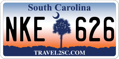 SC license plate NKE626