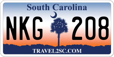 SC license plate NKG208
