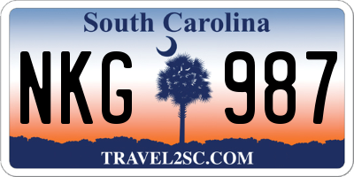 SC license plate NKG987