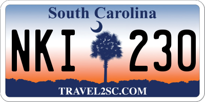 SC license plate NKI230