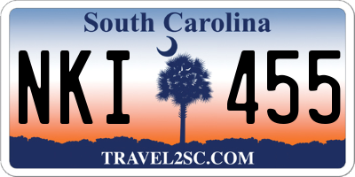 SC license plate NKI455