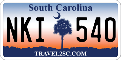 SC license plate NKI540