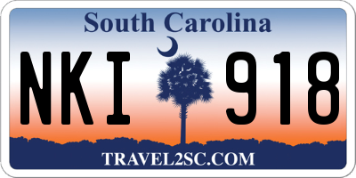 SC license plate NKI918