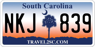 SC license plate NKJ839