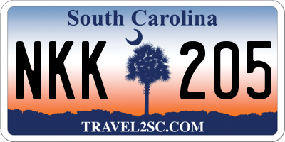 SC license plate NKK205