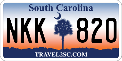SC license plate NKK820