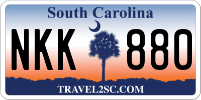 SC license plate NKK880