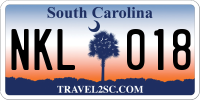 SC license plate NKL018