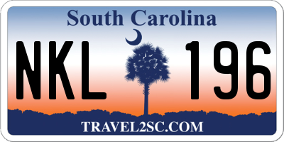 SC license plate NKL196