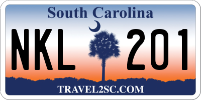SC license plate NKL201