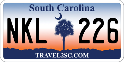 SC license plate NKL226