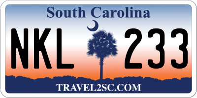 SC license plate NKL233