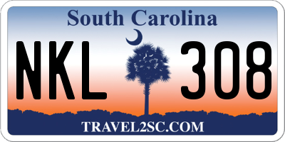 SC license plate NKL308