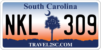 SC license plate NKL309