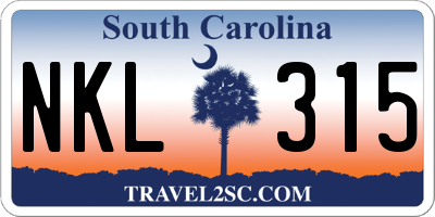 SC license plate NKL315