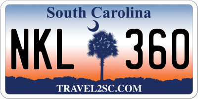 SC license plate NKL360