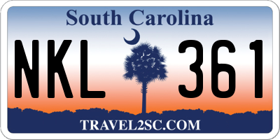 SC license plate NKL361