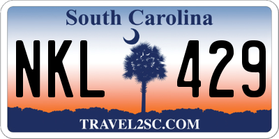 SC license plate NKL429